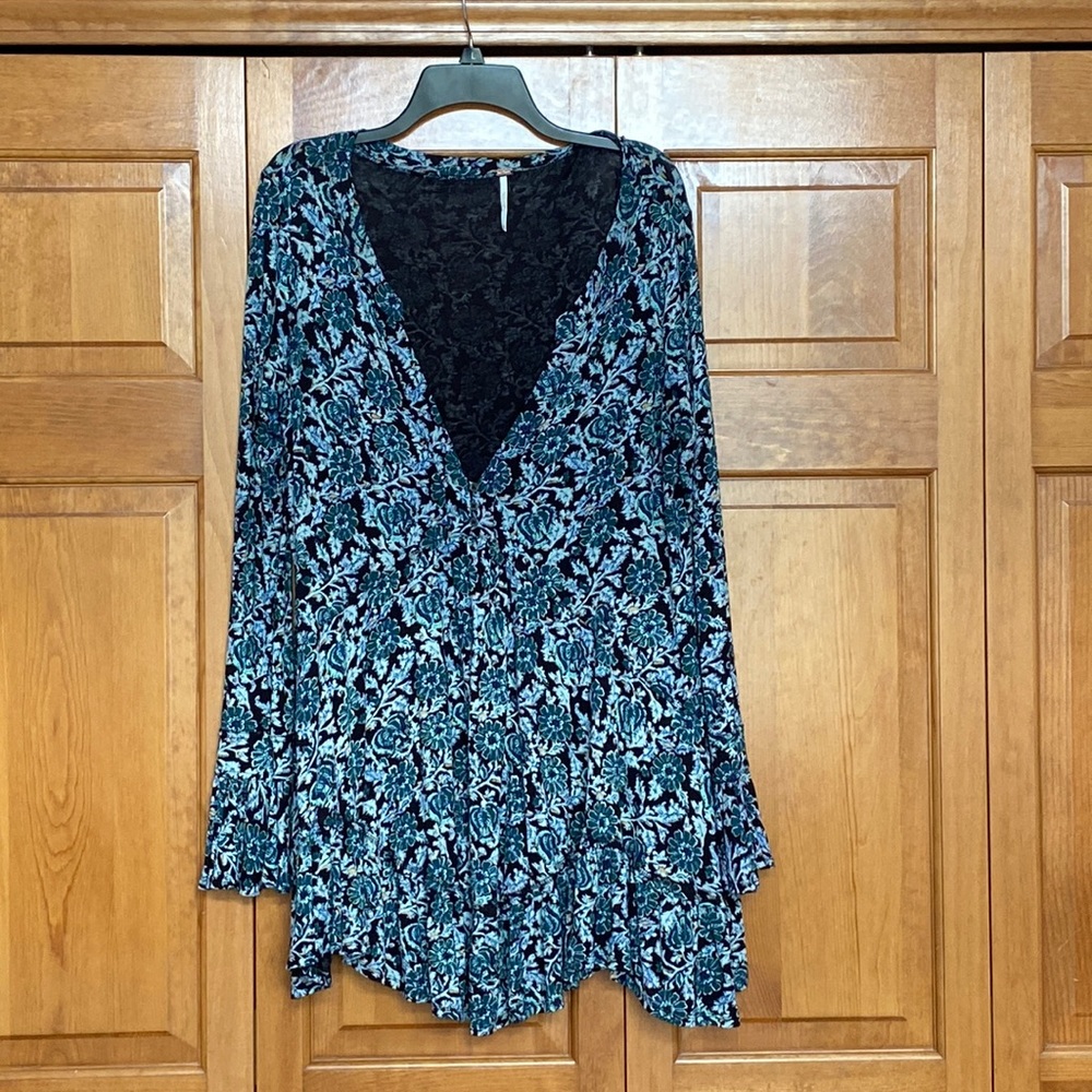 Free People Floral Women Tunic Top, Small